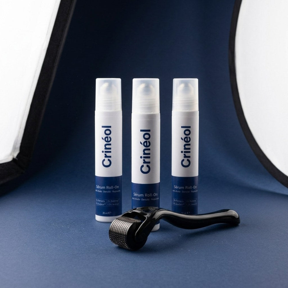 Lot de trois flacons Crinéol avec le derma roller offert